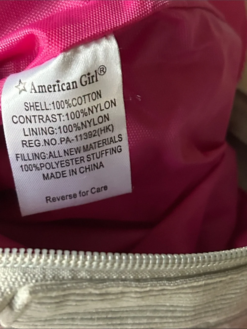 American Girl Gray and Hot Pink Star Accent Backpack